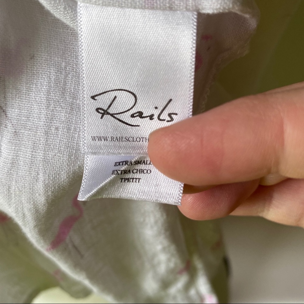Rails Whitney Flamingo Print Linen Blend Shirt XS - Picture 7 of 8